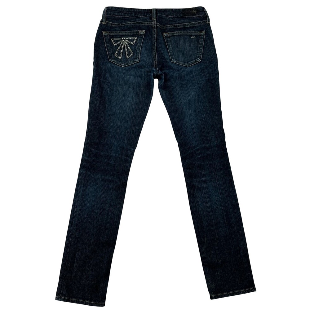 AG Adriano Goldschmied The Stilt Cigarette Jeans Dark Wash Bow Detail Size 26R